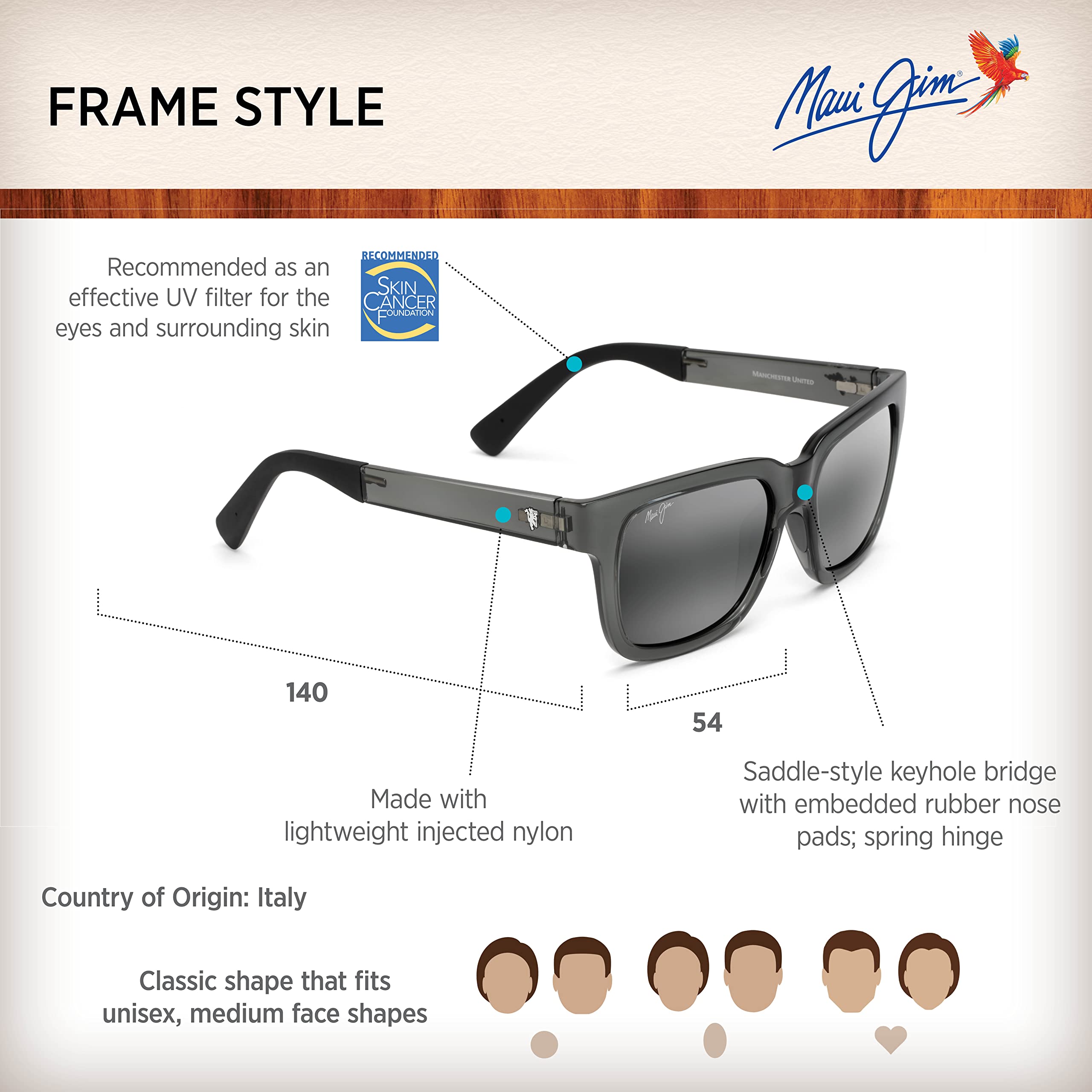 Maui Jim Men's & Women's Mongoose Polarized Classic Sunglasses - UV Protection, Anti-Glare for Driving, Beach & Outdoor Activities