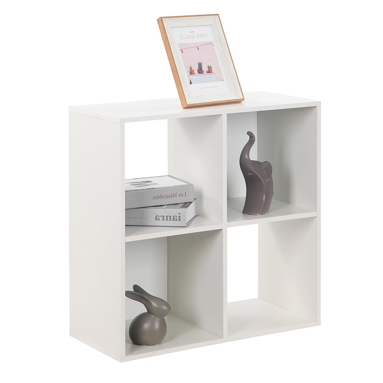 PACHIRA Wooden Storage Cubes Bookcase - 4 Cube Organizer Shelf for Living Room, Bedroom, Study | White Closet Cabinet & Unit Shelf | Perfect for Home Office, Dorm Room, Kids Room Organization