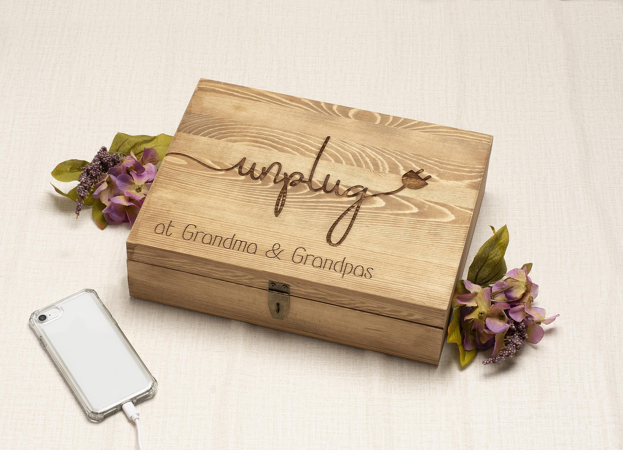 Personalized Unplug Box for Family - Phone Lock Up Organizer to Reduce Screen Time & Promote Quality Family Time - Perfect for Dinner, Game Nights & Digital Detox