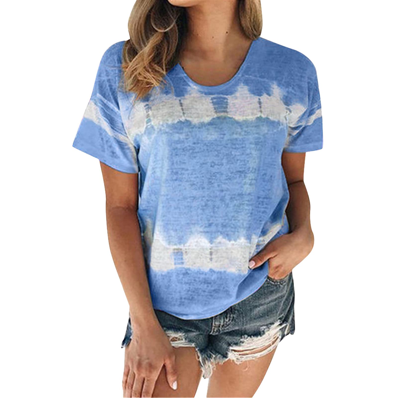 Women's Floral Print Crewneck T-Shirt - Plus Size Short Sleeve Casual Loose Fit Graphic Tee - Summer Tops for Everyday Wear & Outdoor Activities