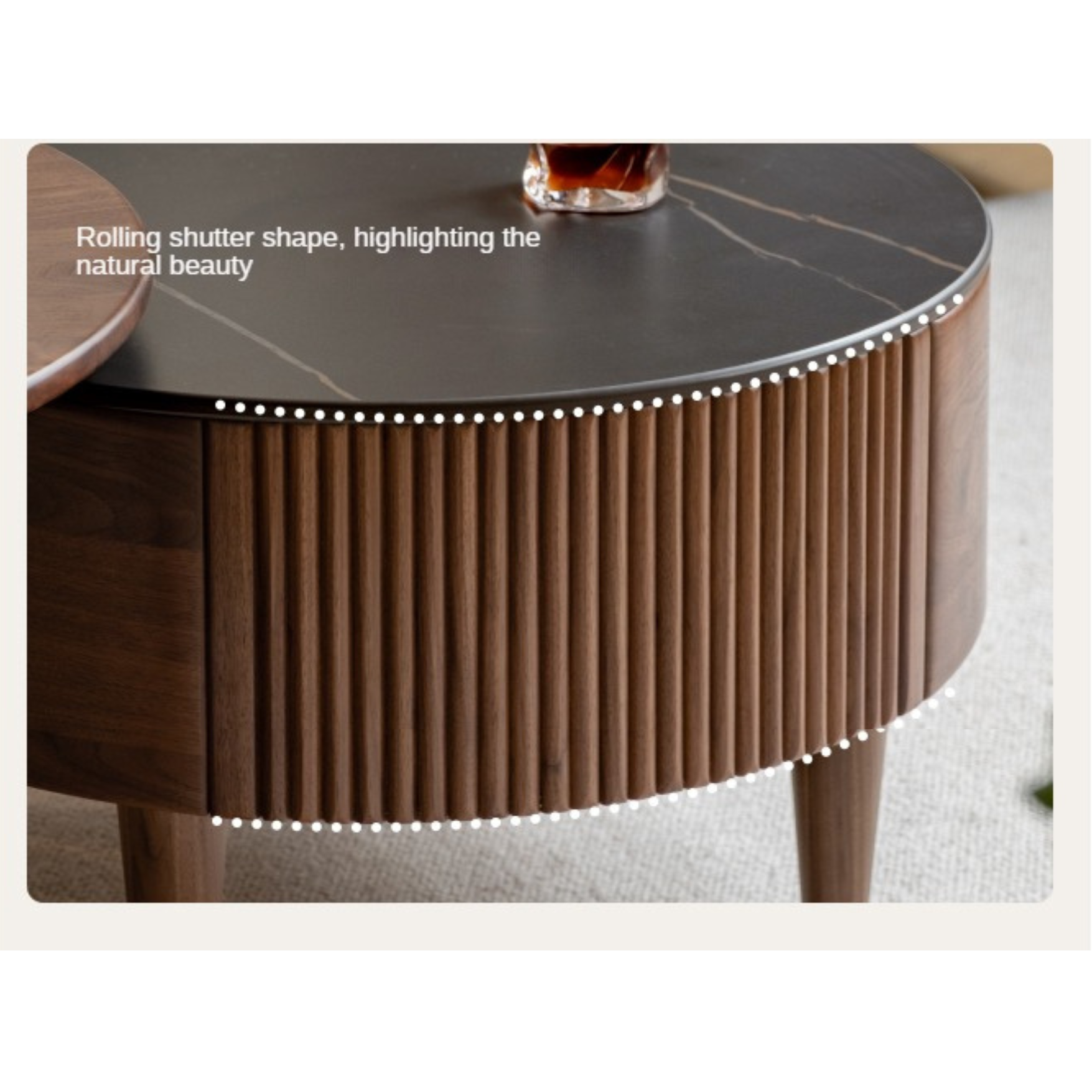 Premium Black Walnut & Ash Solid Wood Combination Rock Plate Coffee Table - Modern Living Room Furniture for Home Decor & Relaxation