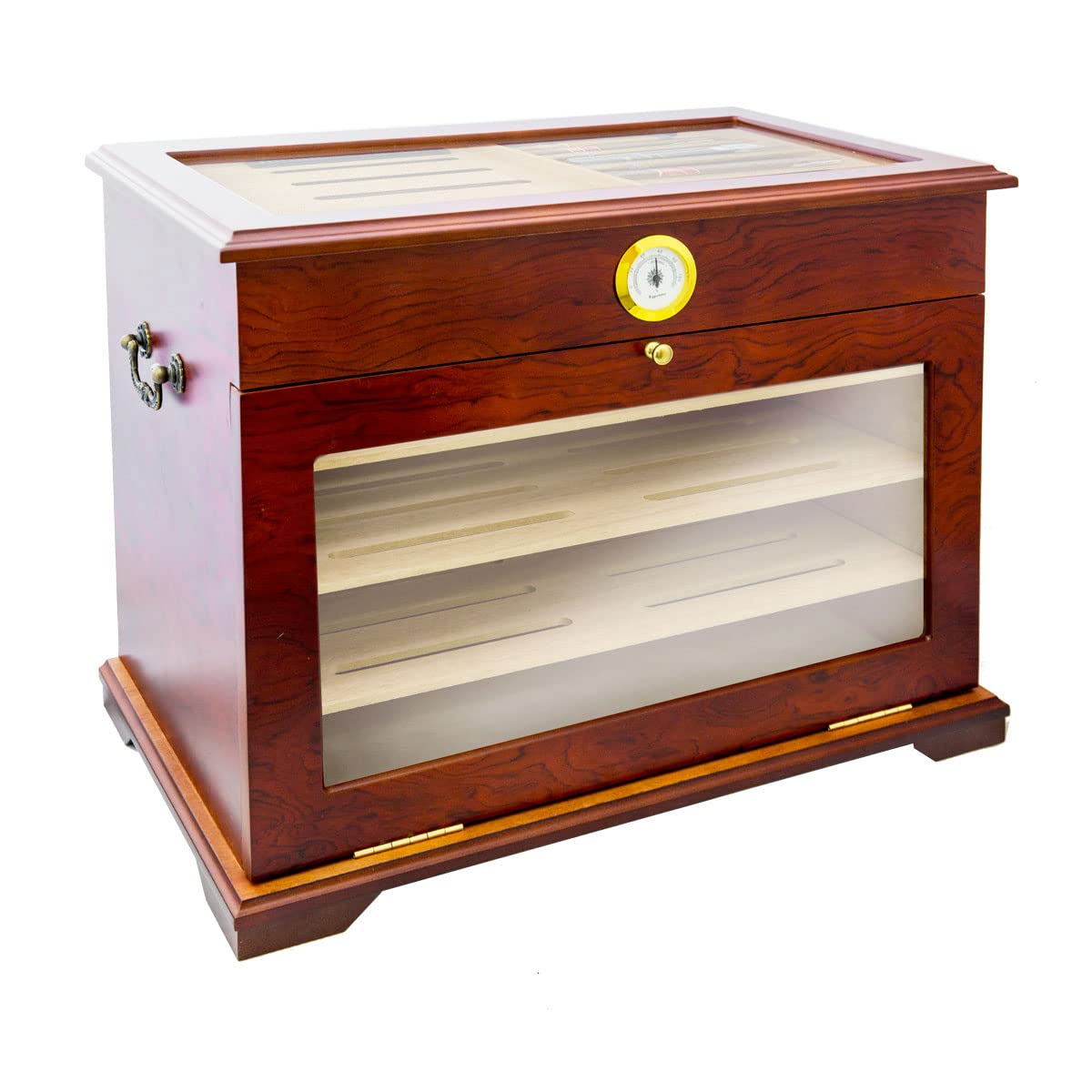 Premium Cigar Humidor with Humidifier - Holds 200-250 Cigars | Ideal for Home, Office & Gifting | Airtight Storage Box for Optimal Cigar Preservation