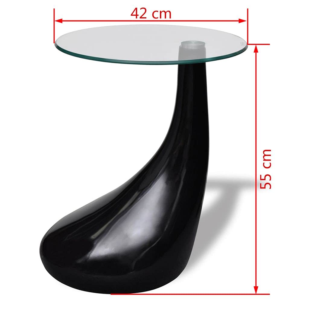 Modern High Gloss Round Glass Coffee Table - White & Black End/Side Tables for Living Room - Perfect for Small Spaces, Apartments & Contemporary Home Decor