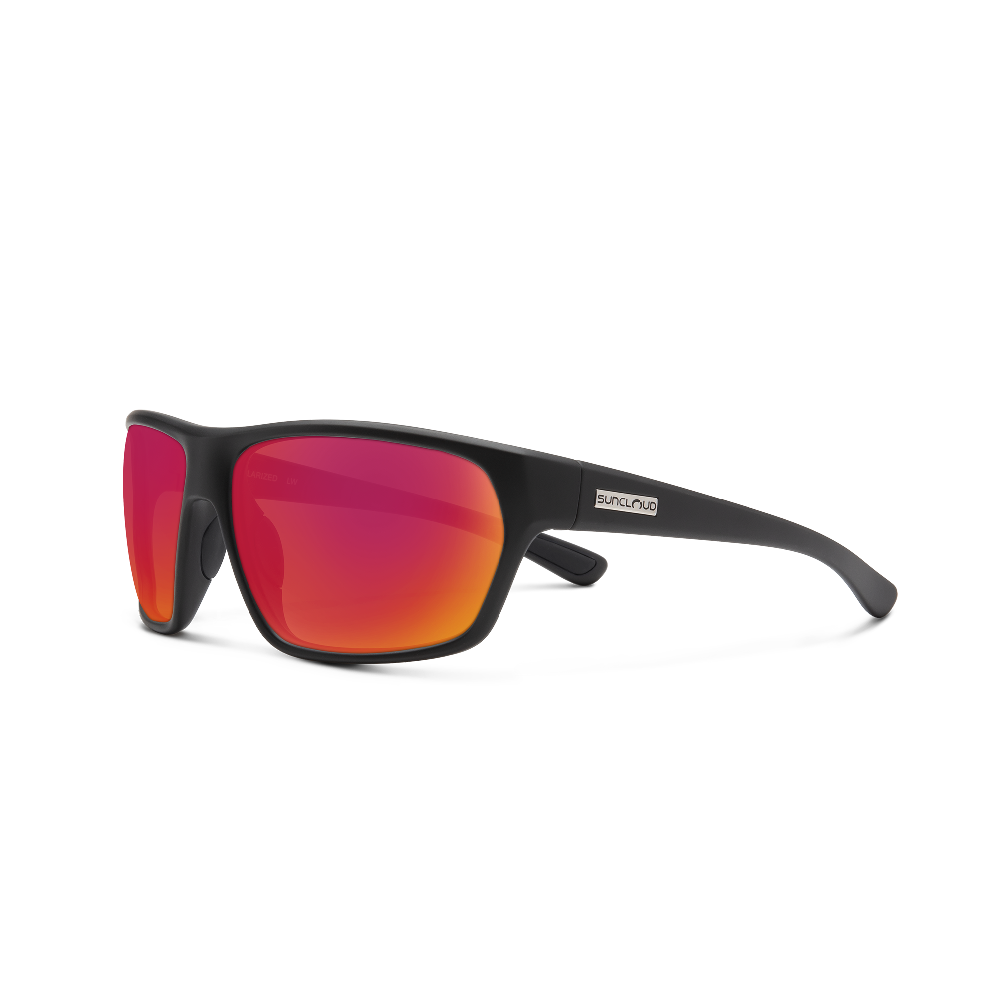 Boone Matte Black Sunglasses with Polarized Red Mirror Lenses - UV Protection for Driving, Fishing & Outdoor Activities