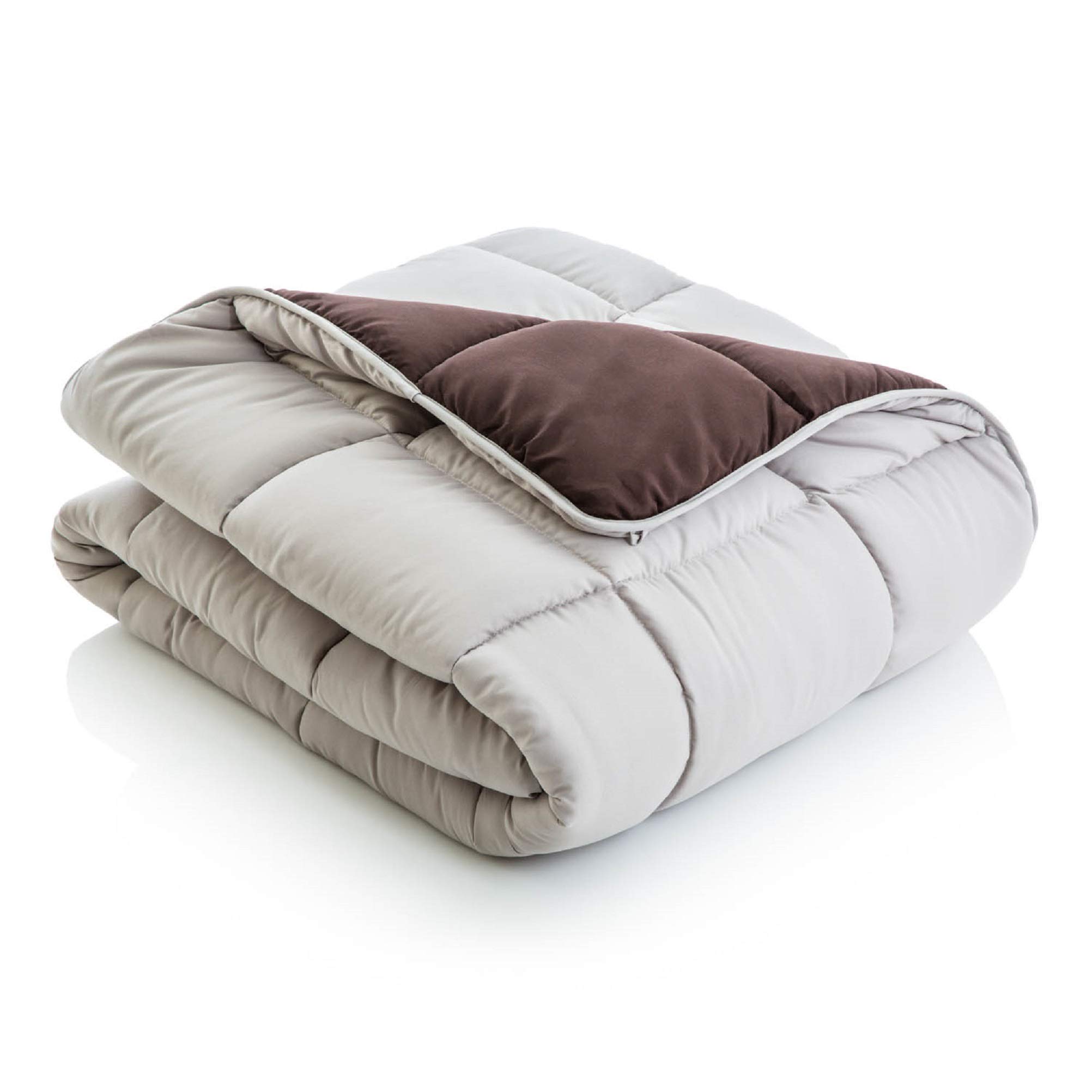 MALOUF Reversible Split King Bedding Set - Driftwood & Coffee Color - Complete Bed Sheet Set with Pillowcases - Perfect for Master Bedroom, Guest Room & Luxury Hotels