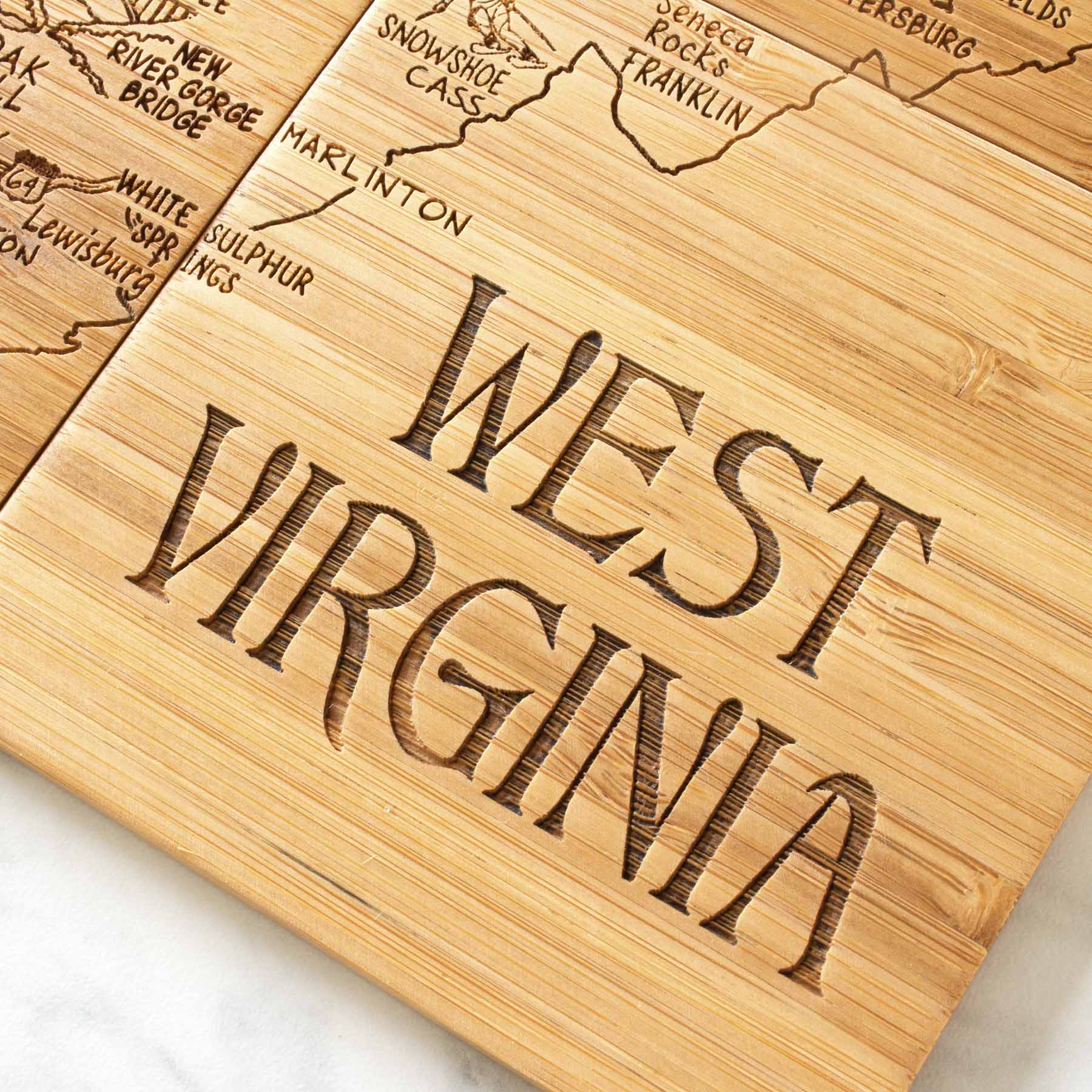 4-Piece West Virginia Puzzle Coaster Set with Storage Case - Perfect for Home, Office & Gifts - State-Themed Drink Coasters for Coffee Tables & Bars