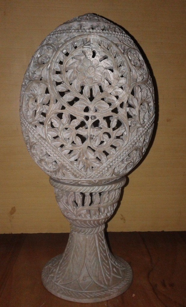 Hand Carved Marble Aroma Tea Light Candle Holder - 10 Inch Elegant Home Decor for Bedroom, Living Room & Nighttime Ambiance