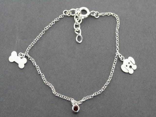 Stylish Dog Bone and Garnet Bracelet for Women - Perfect for Casual Wear, Gifts & Pet Lovers