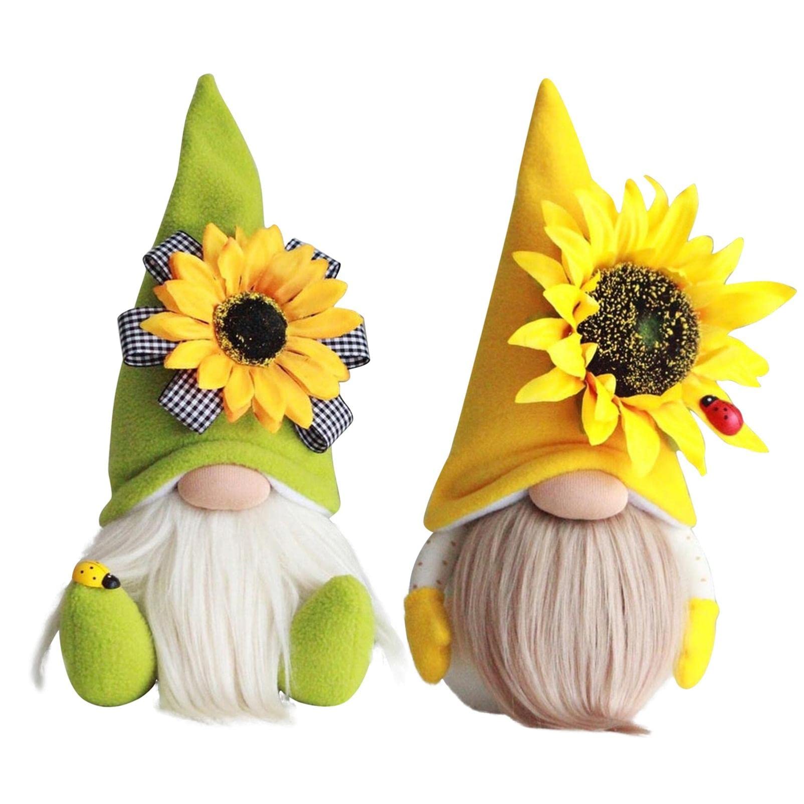 **Sunflower Gnomes Decor - Handmade Spring & Summer Plush Dolls for Farmhouse Kitchen, Tiered Tray, Easter, and Home Decor (Set of 2) - Perfect for Seasonal Displays, Gifts, and Cozy Home Styling**