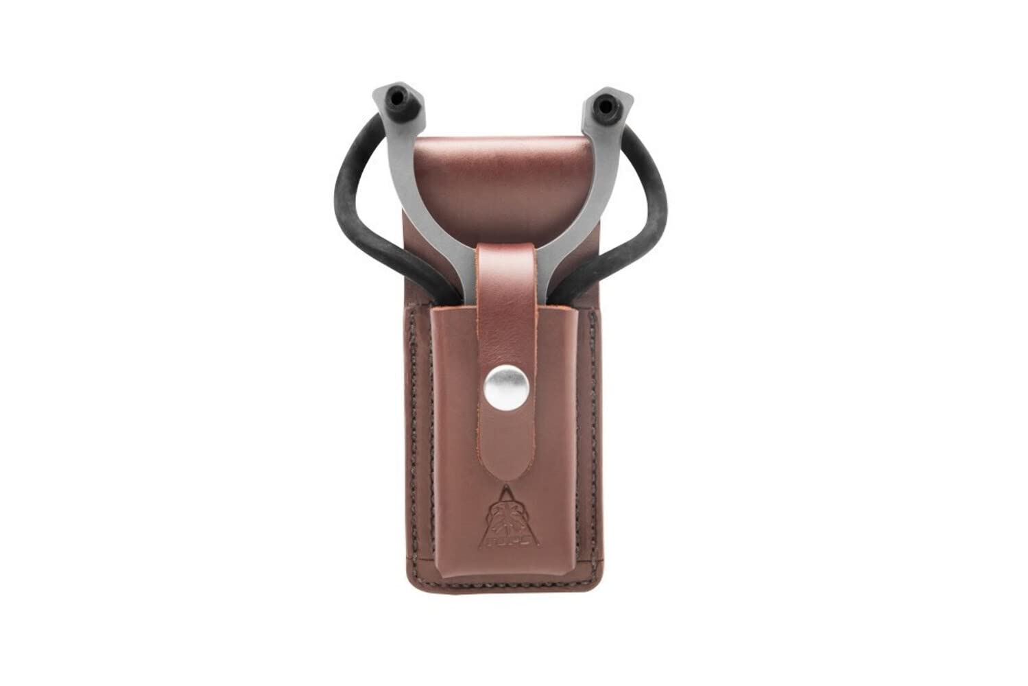 TOPS Knives Sling Shot Full Tang Fixed Blade Knife - Tumble Finish, Black Canvas Micarta Handle with Brown Leather Sheath & Belt Loop - Hunting, Camping, Survival Outdoor Tools