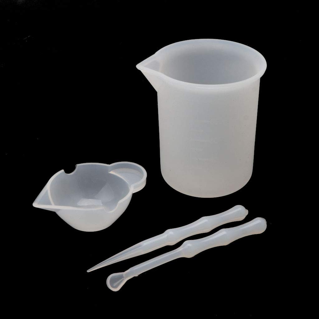 4Pcs Reusable Silicone Measuring Cups Set - Epoxy Resin Mixing Tools with Divided Containers & Stirring Sticks for Jewelry Making, DIY Crafts, and UV Resin Art Projects - Dishwasher Safe & Washable