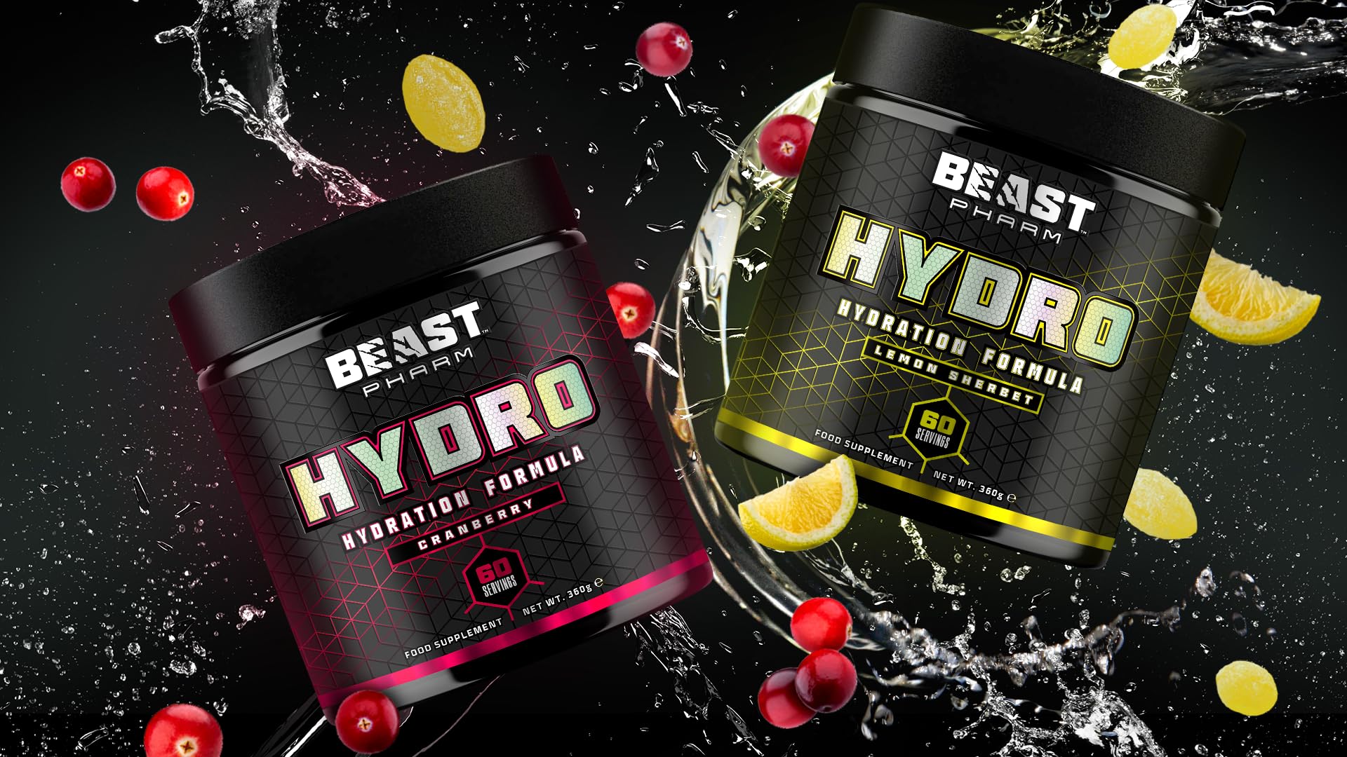 Beast Pharm Hydro 360g (Cranberry Flavor) - Premium Hydration Powder for Athletes & Fitness Enthusiasts - Post-Workout Recovery & Electrolyte Replenishment