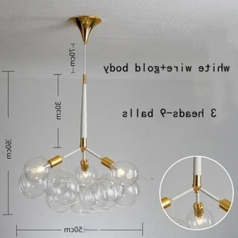 Elegant Transparent Glass Bubble Chandelier - Modern Artistic Lighting Fixture for Dining Room, Living Room & Bedroom Decor