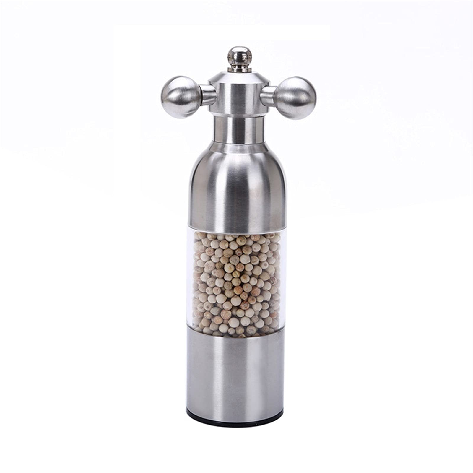 Premium Stainless Steel Manual Pepper Grinder & Salt Mill - Adjustable Coarseness, Refillable Kitchen Spice Grinder with Unique Faucet Valve Design (17.5cm Height) - Perfect for Restaurants, Home Cooking & Gourmet Seasoning