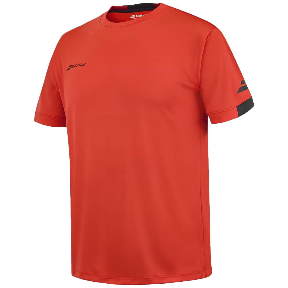 Babolat Boys Play Crew Neck T-Shirt - Fiesta Red - Comfortable & Breathable for Tennis, Sports & Casual Wear