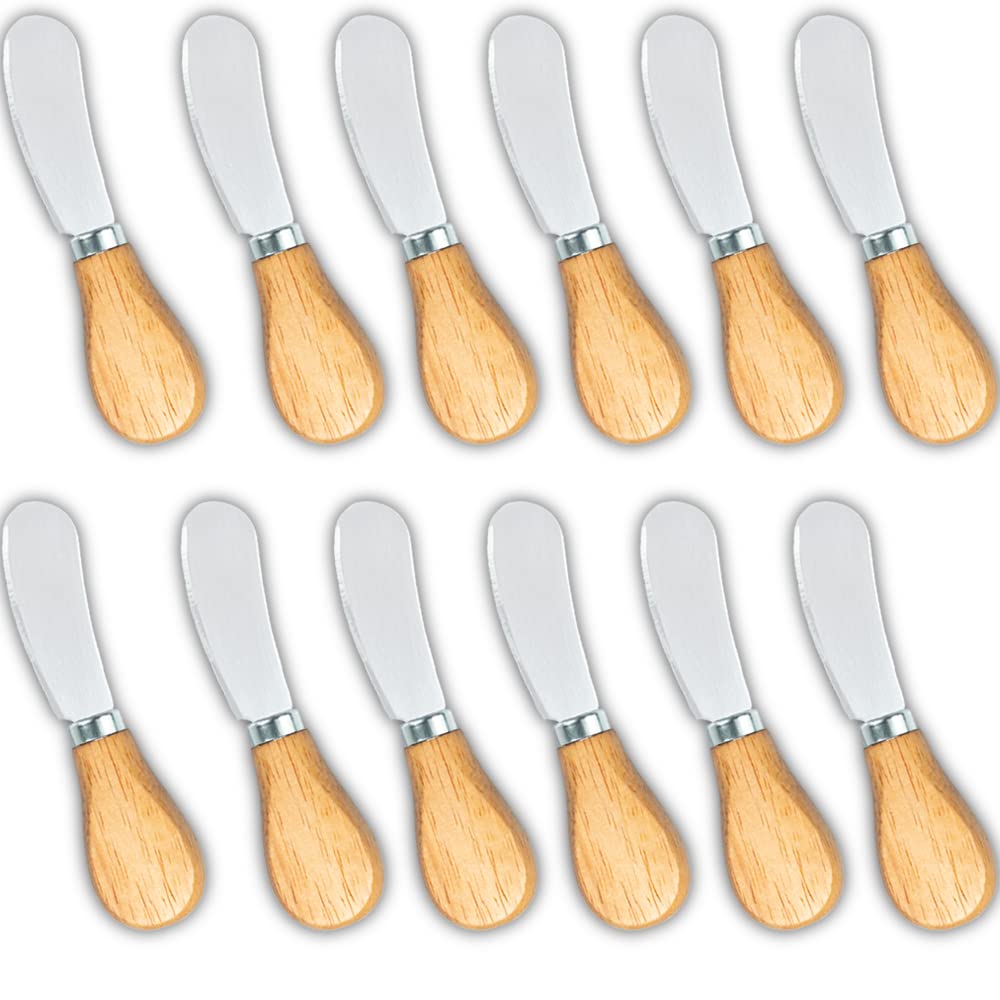 12-Piece Mini Cheese Spreader Set - Stainless Steel Butter Knives for Charcuterie Boards, Wine & Cheese Parties, Jam, Jelly, Peanut Butter Serving - Perfect for Entertaining, Gift Giving & Home Use