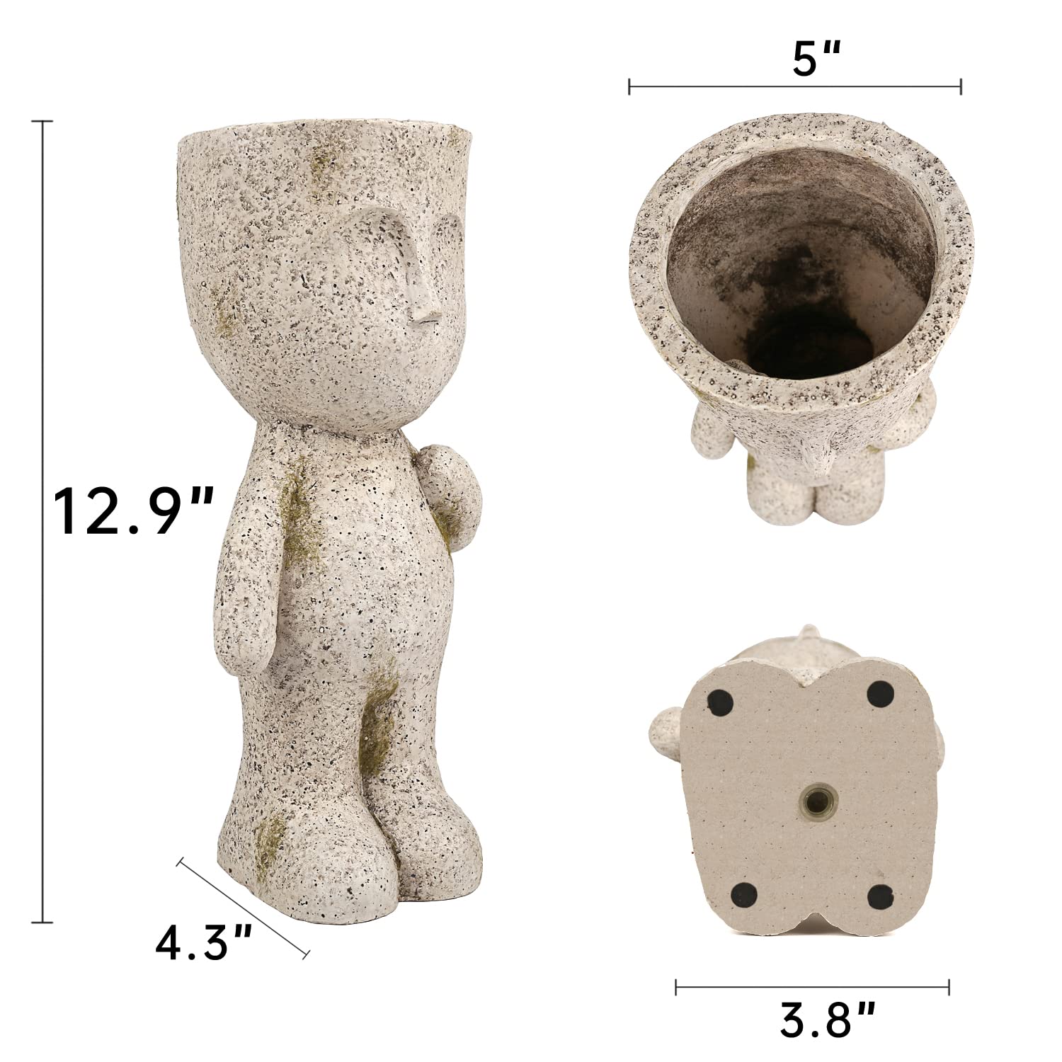FIMOFIDRE CYNOR Resin Face Planter Pot with Drainage Hole - Unique Indoor/Outdoor Succulent & Plant Container for Home Decor, Office Desk, or Garden Display