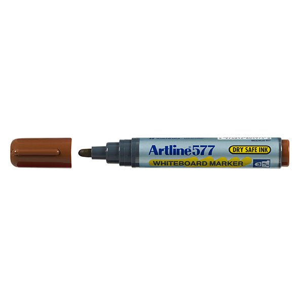 Artline 577 Whiteboard Markers - 12 Pack of 3mm Bullet Tip Brown Dry Erase Markers for Classroom, Office & Home Use - Non-Toxic & Low Odor