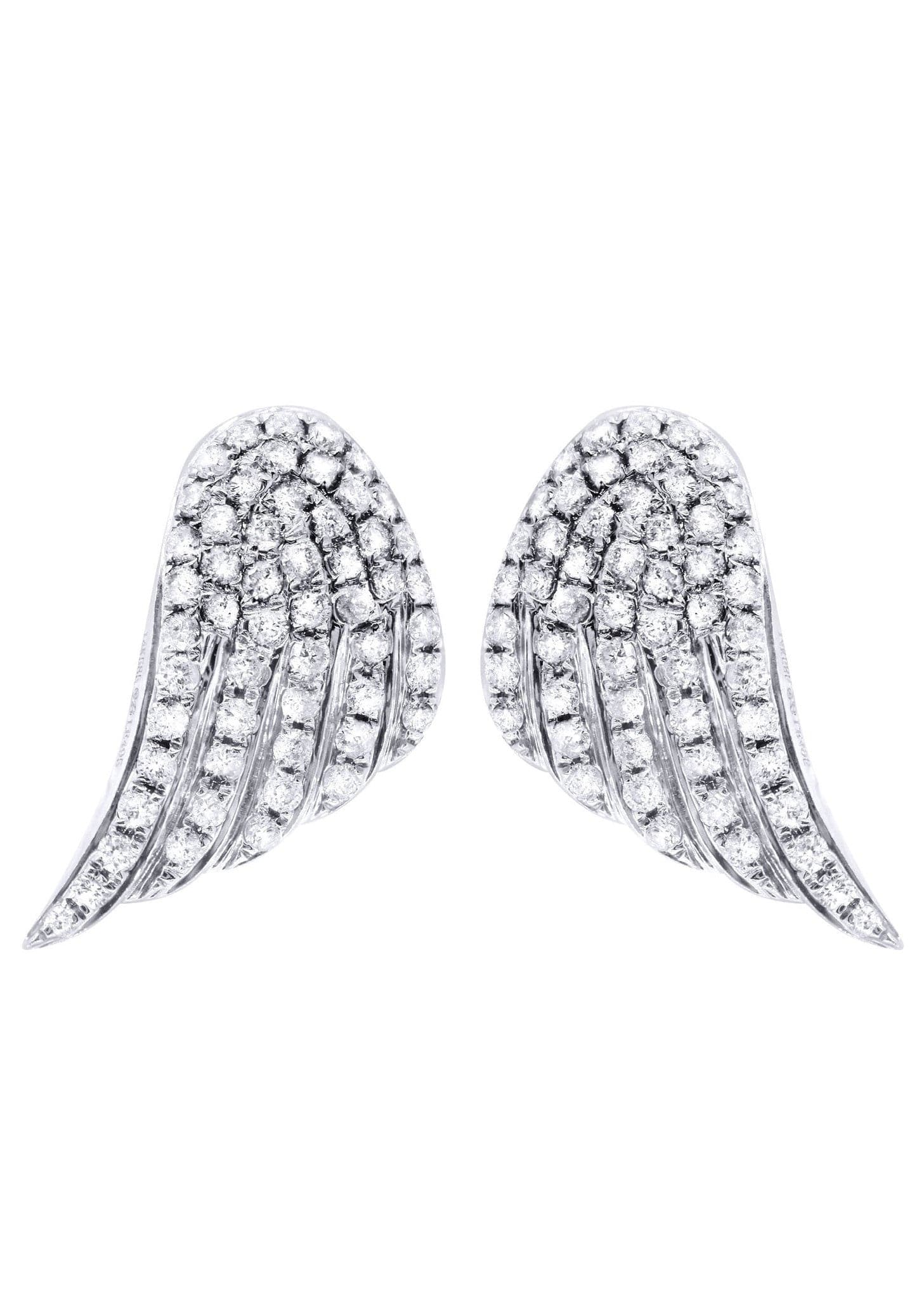 14K White Gold Angel Diamond Earrings for Men - 0.89 Carats | Luxury Men's Jewelry Gift for Anniversary, Wedding & Special Occasions
