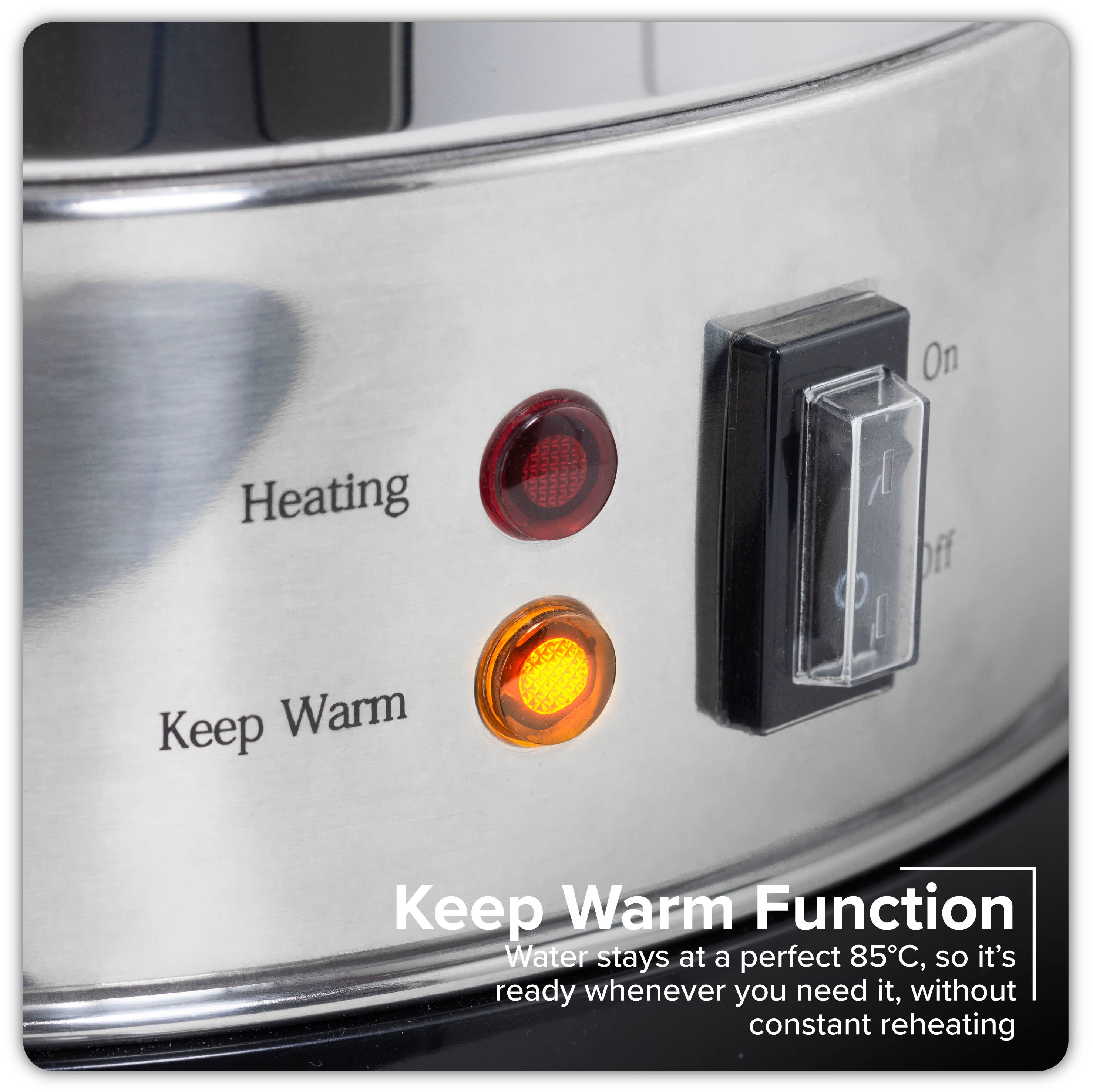 Baridi 10L Stainless Steel Hot Water Boiler & Tea Urn with Drip Tray - Keep Warm Function for Coffee, Tea & Catering - Perfect for Restaurants, Cafes & Events