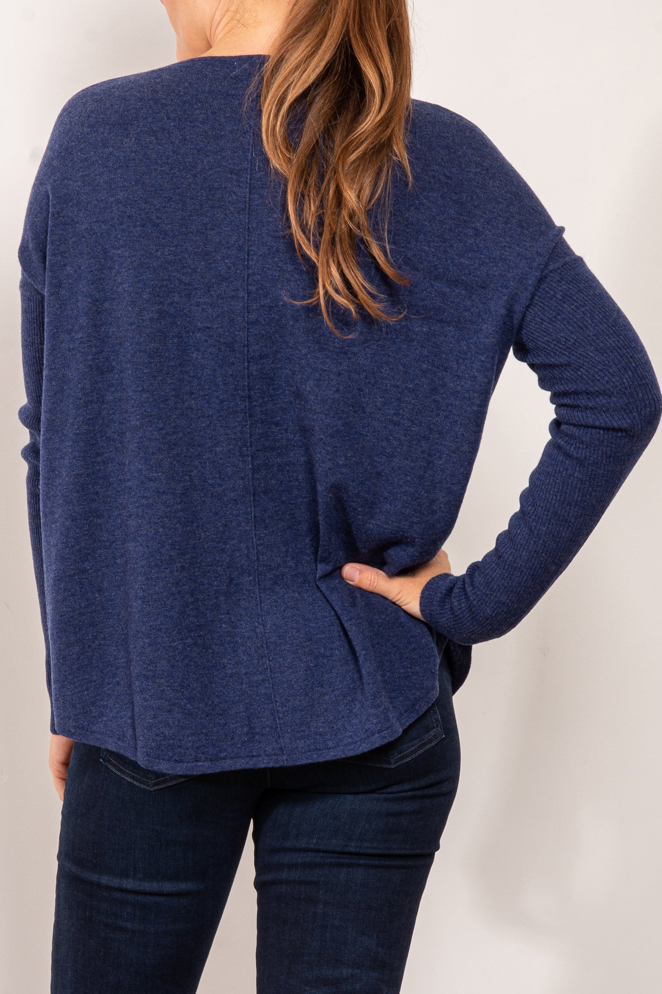 Bridge & Lord Curved Hem Crew Neck Sweater for Women - Soft Knit Pullover for Casual Wear & Office Outfits