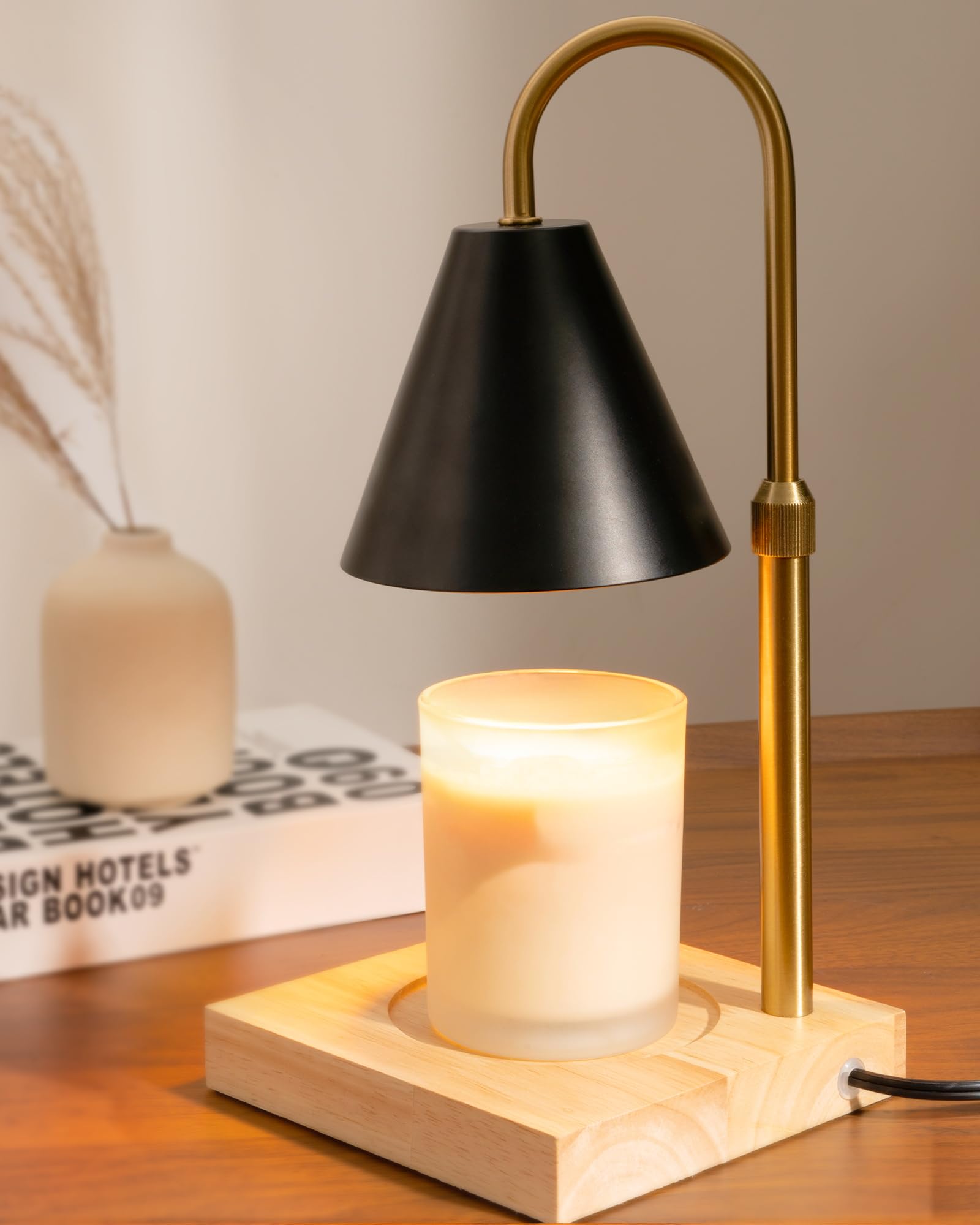 Premium Candle Warmer Lamp with Timer & Dimmer - 2 Bulbs Included - Elegant Home Decor for Kitchen, Bedroom & Living Room - Perfect Gift for Mom, Friends & Housewarming (Black, Metal) - Ideal for Soy Candles, Relaxation & Aromatherapy
