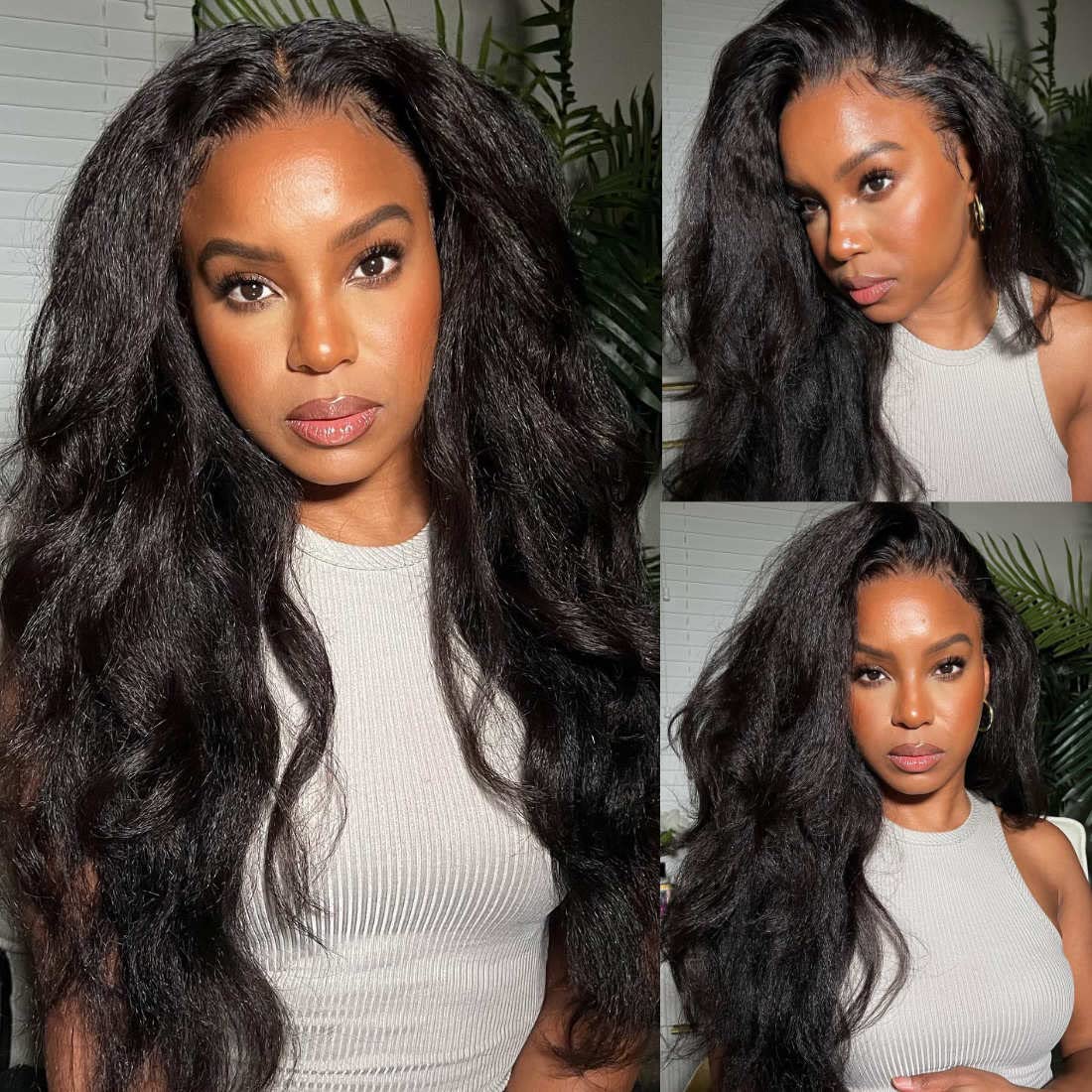 Beauty Forever Kinky Straight Lace Front Wigs Human Hair - Yaki Straight 13x4 Lace Frontal Wig Brazilian Human Hair for Women | Pre-Plucked with Baby Hair, 150% Density, Natural Color, 16 Inch | Perfect for Daily Wear, Cosplay, and Special Occasions
