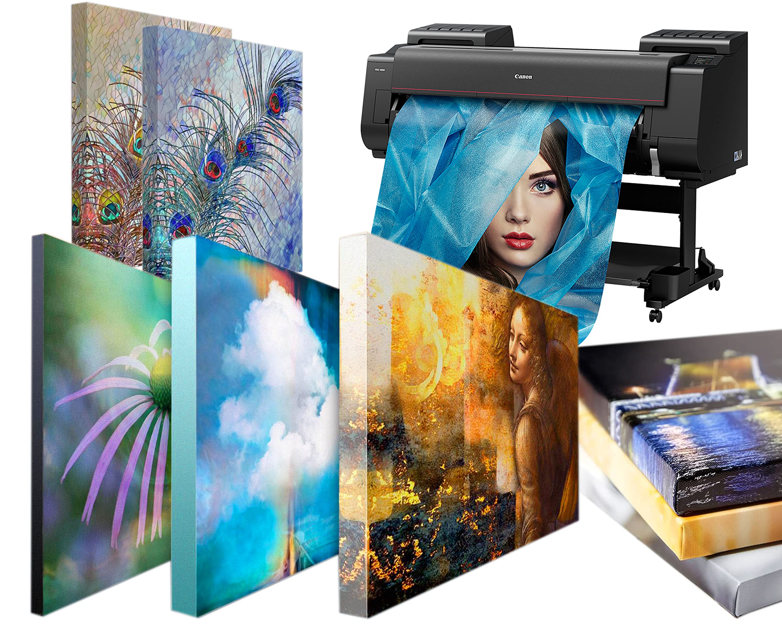 24”x40’ Poly-Cotton Eco-Solvent Inkjet Canvas Roll - 13 Oz (400 GSM) Glossy Professional Digital Printing Material for Latex & UV Printers - Ideal for Art Prints, Photo Backdrops, and Signage