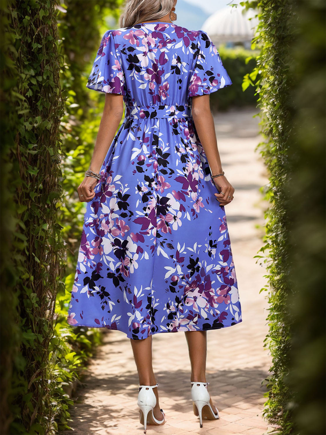 Blue Floral Vacation Midi Dress - Summer Beach Dress for Women, Boho Flowy Sundress with Pockets | Perfect for Beach Vacations, Tropical Getaways & Summer Parties