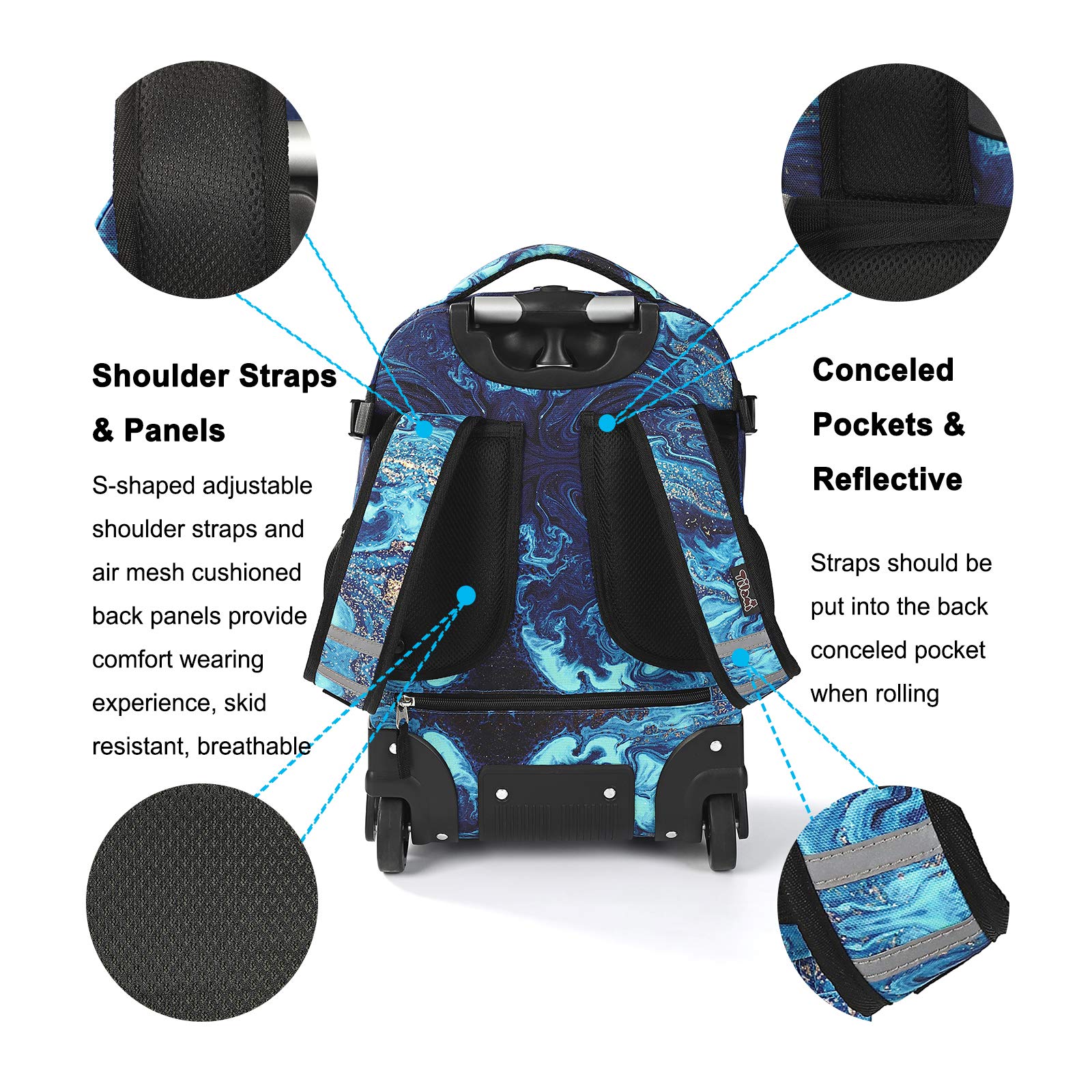 Tilami 18 Inch Rolling Backpack with Wheels - Durable Wheeled Backpack for School, College, Travel & Daily Use - Perfect for Students, Boys & Girls - Ideal for Commuting, Air Travel & Campus Life