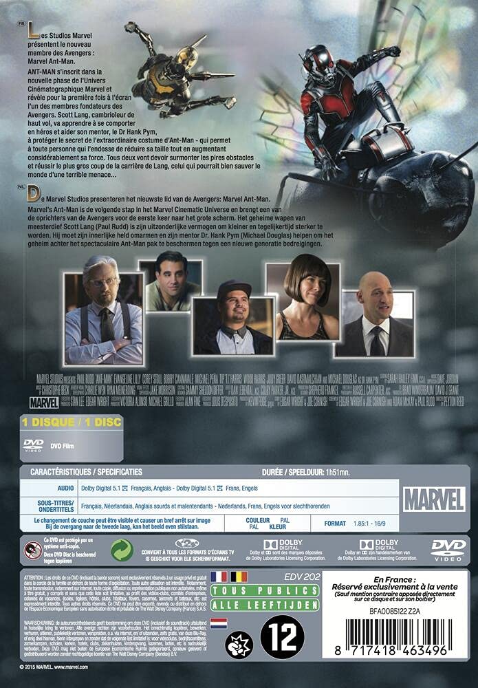 Ant-Man DVD - Marvel Superhero Movie, Action & Adventure Film - Perfect for Movie Nights & Marvel Fans