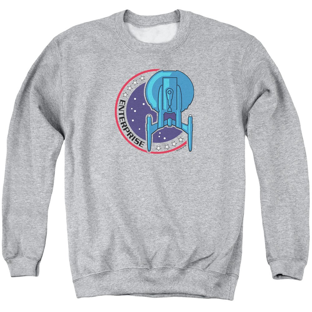Star Trek Enterprise Embroidered Patch Unisex Crewneck Sweatshirt | Officially Licensed | Men's & Women's Casual Pullover | Perfect for Cosplay, Conventions & Everyday Fandom Wear