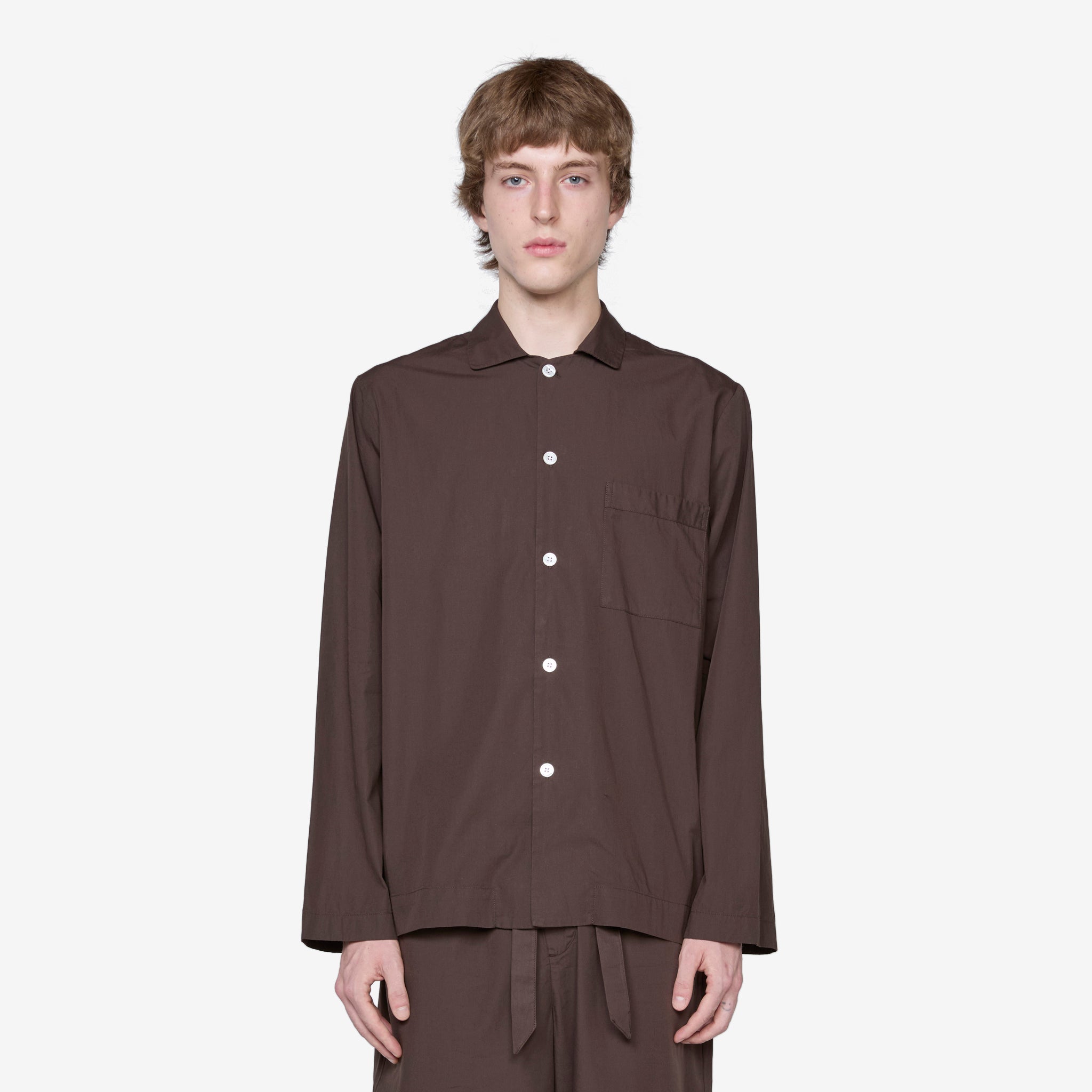 Premium Cotton Poplin Pajama Shirt in Coffee Brown - Soft & Breathable Sleepwear for Men & Women - Perfect for Lounging, Bedtime & Relaxing at Home