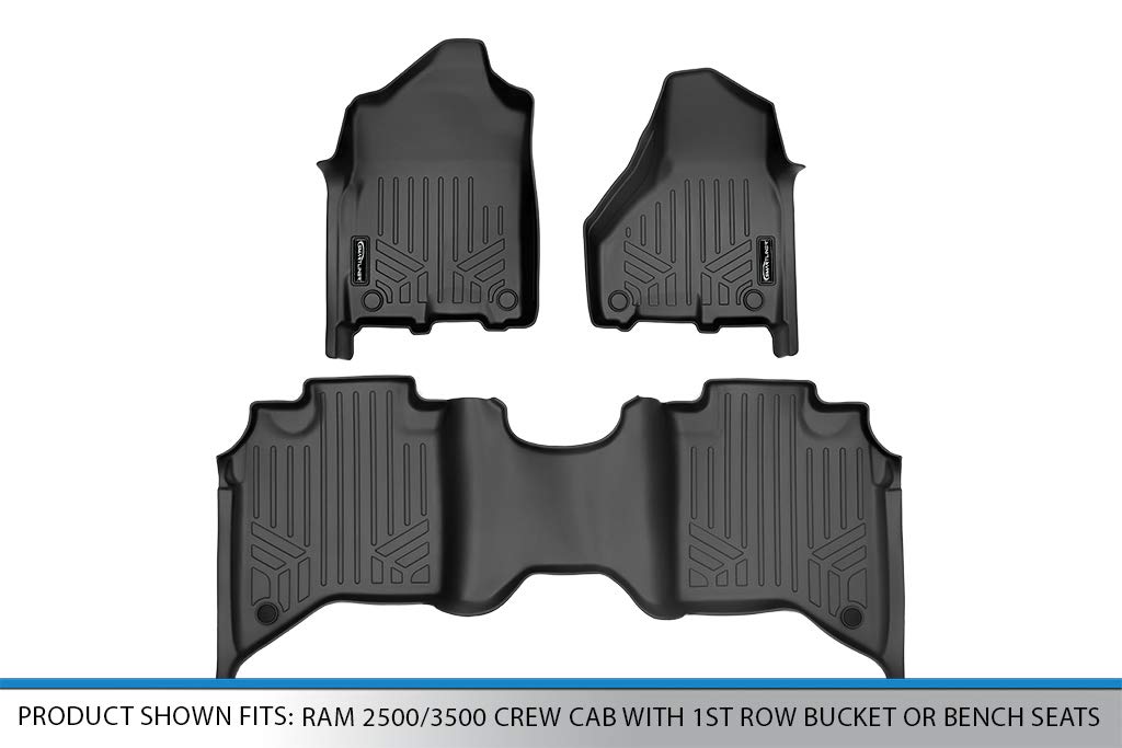 Premium SMARTLINER Custom Fit Floor Mats for 2019-2022 Ram 2500/3500 Crew Cab - 2 Row All-Weather Liners (Black) | Perfect for Truck Owners, Off-Road Adventures & Daily Commutes