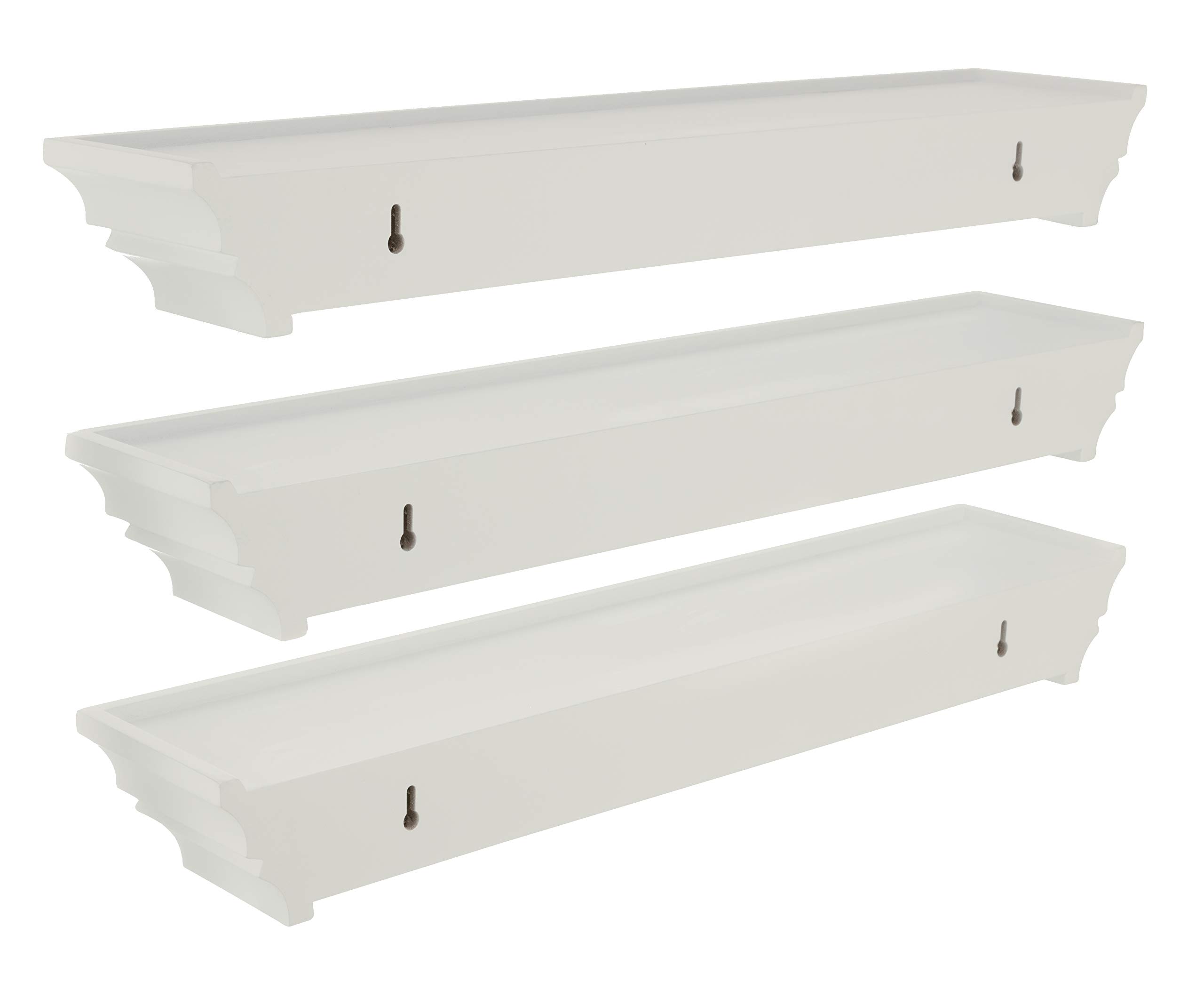 Floating Wall Shelves Set of 3 - Modern Wooden Wall Mounted Shelves for Home Decor, Living Room, Bedroom, Bathroom - Easy Installation & Space Saving Storage Solution
