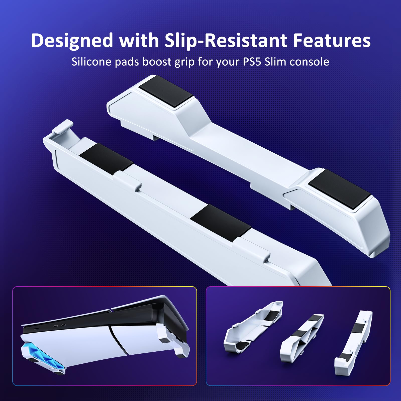 NexiGo Horizontal Stand for PS5 Slim & Pro Console - Minimalist Design Base Stand for PlayStation 5 Slim/Pro Disc & Digital Editions (White) | Perfect for Gaming Setup & Space-Saving Storage