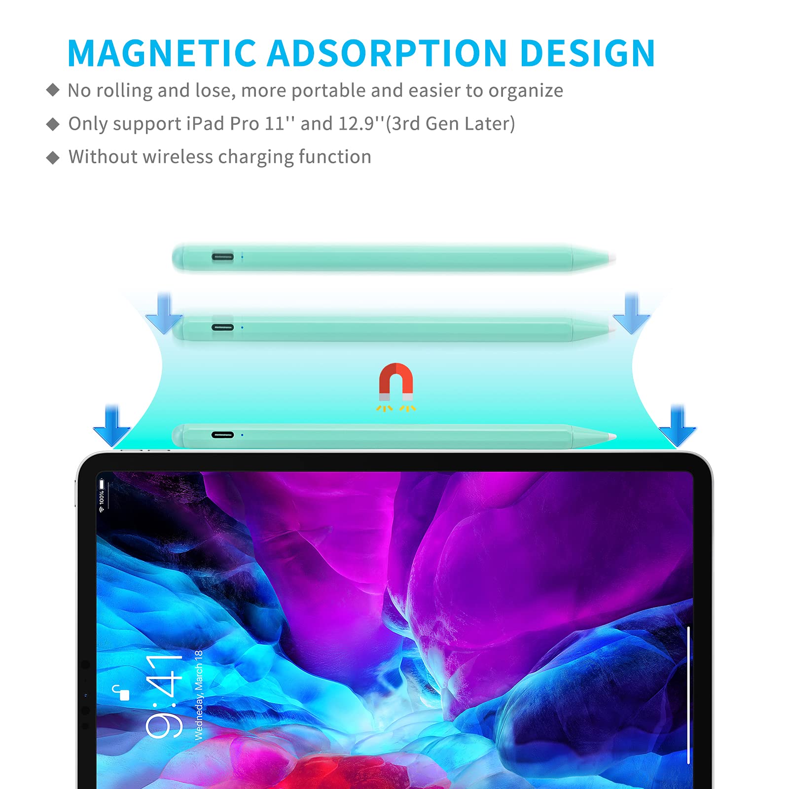 Apple Pencil for iPad 11th/10th/9th/8th Gen - Fine Tip Stylus with Palm Rejection | Perfect for Drawing & Note-Taking