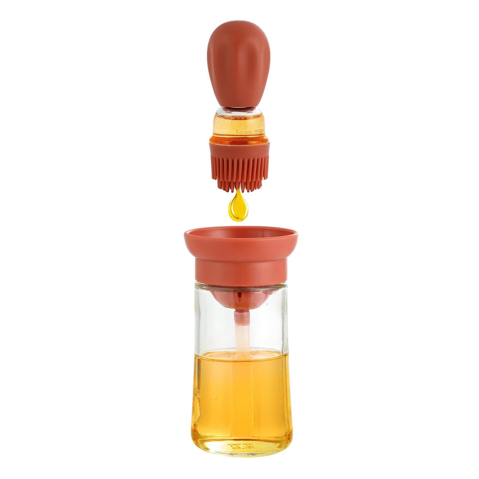 Premium Glass Olive Oil Dispenser & Brush Set - 2-in-1 Squeeze Bottle for Cooking, Grilling & Baking | BPA-Free Oil Sprayer for Kitchen, BBQ, Salad Dressing & Home Use