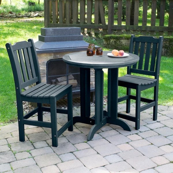 Lehigh 3-Piece Round Counter Height Outdoor Patio Dining Set with Weather-Resistant Chairs - Perfect for Backyard, Garden, and Poolside Entertaining