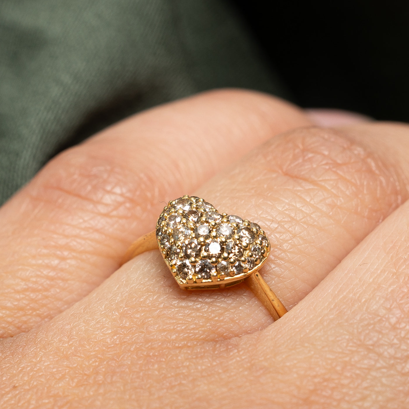 0.50ctw Pavé Set Diamond Puffy Heart Ring - Size 7.25 | Elegant Valentine's Gift, Anniversary Jewelry, Romantic Proposal Ring for Her