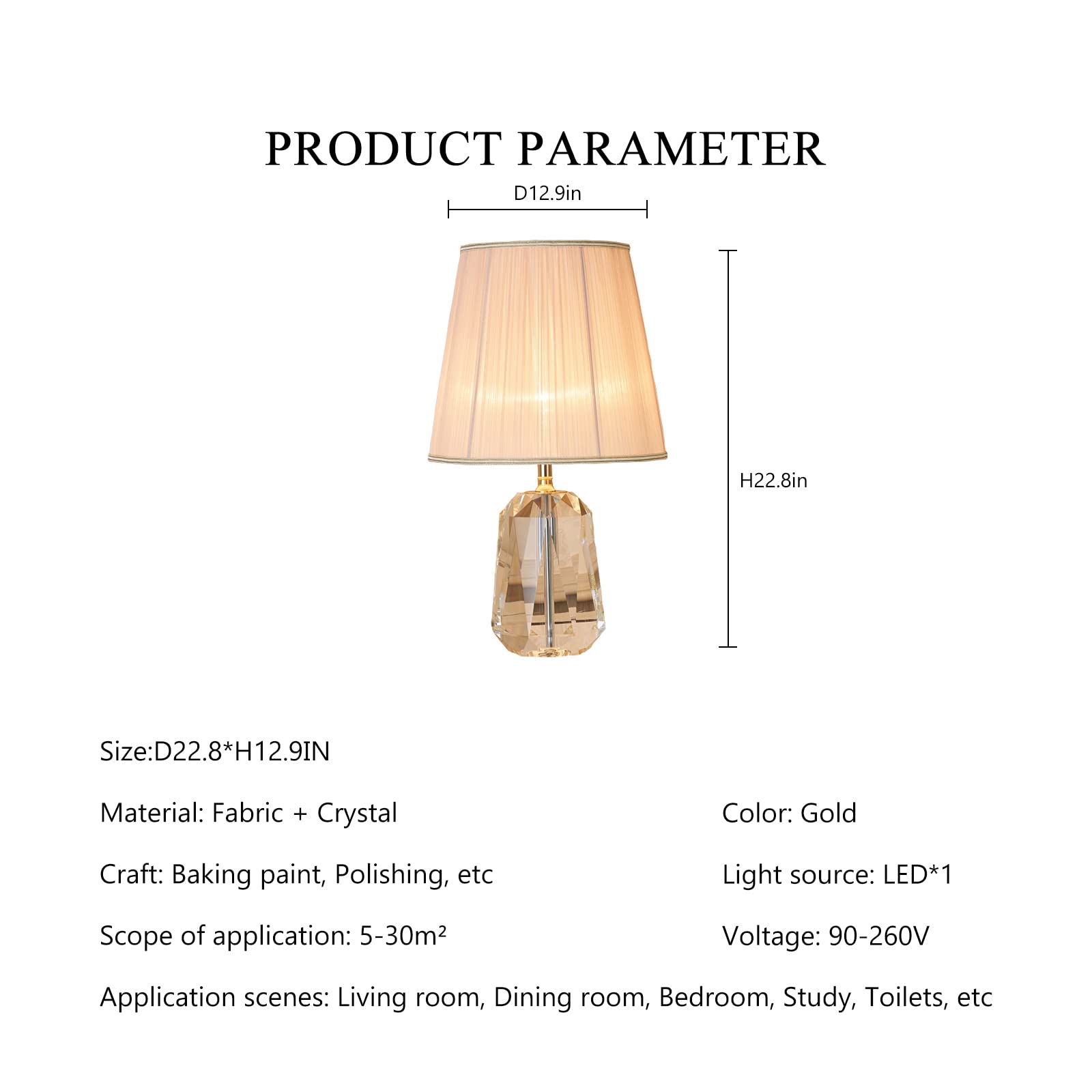 Luxury Crystal Table Lamp 22.8