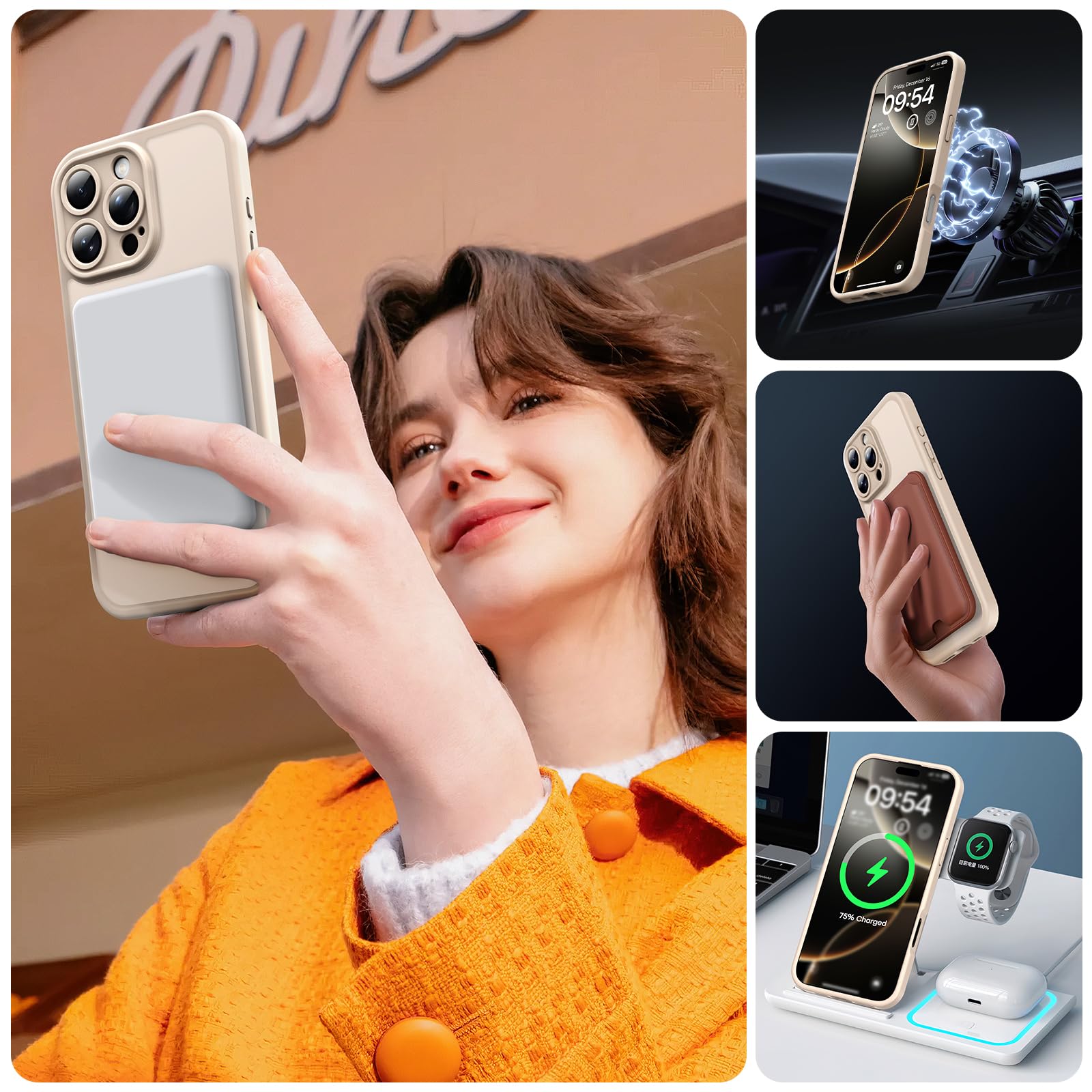 TOCOL Magnetic Case for iPhone 16 Pro 6.3 Inch - Upgraded Full Camera Protection, MagSafe Compatible, 15FT Military Grade Drop Protection (Desert Color) - Perfect for Outdoor Adventures, Travel & Daily Use