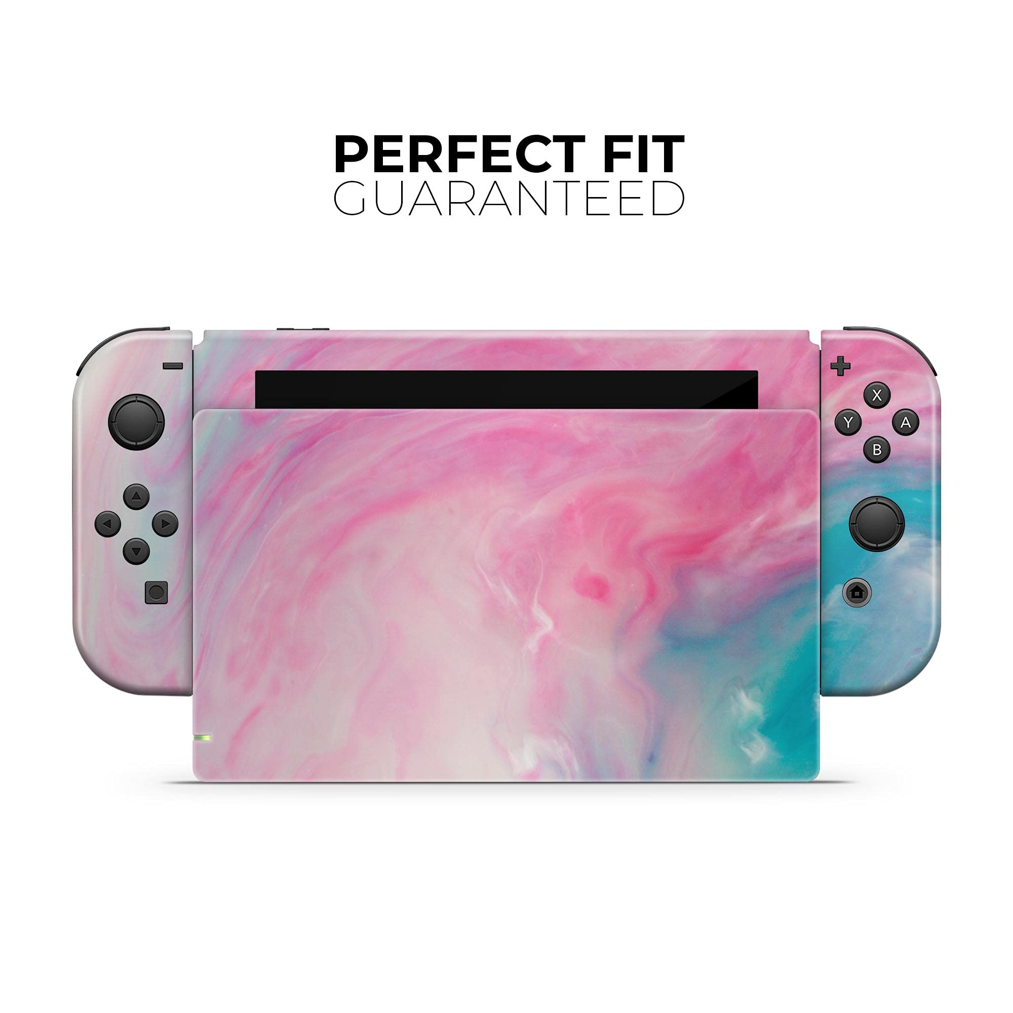 Nintendo Switch Lite Skin Decal - Scratch-Resistant Removable Vinyl Wrap Cover Compatible with Switch Lite - Marble Pink & Blue Paradise Design V712 - Perfect for Gaming Protection and Style Enhancement