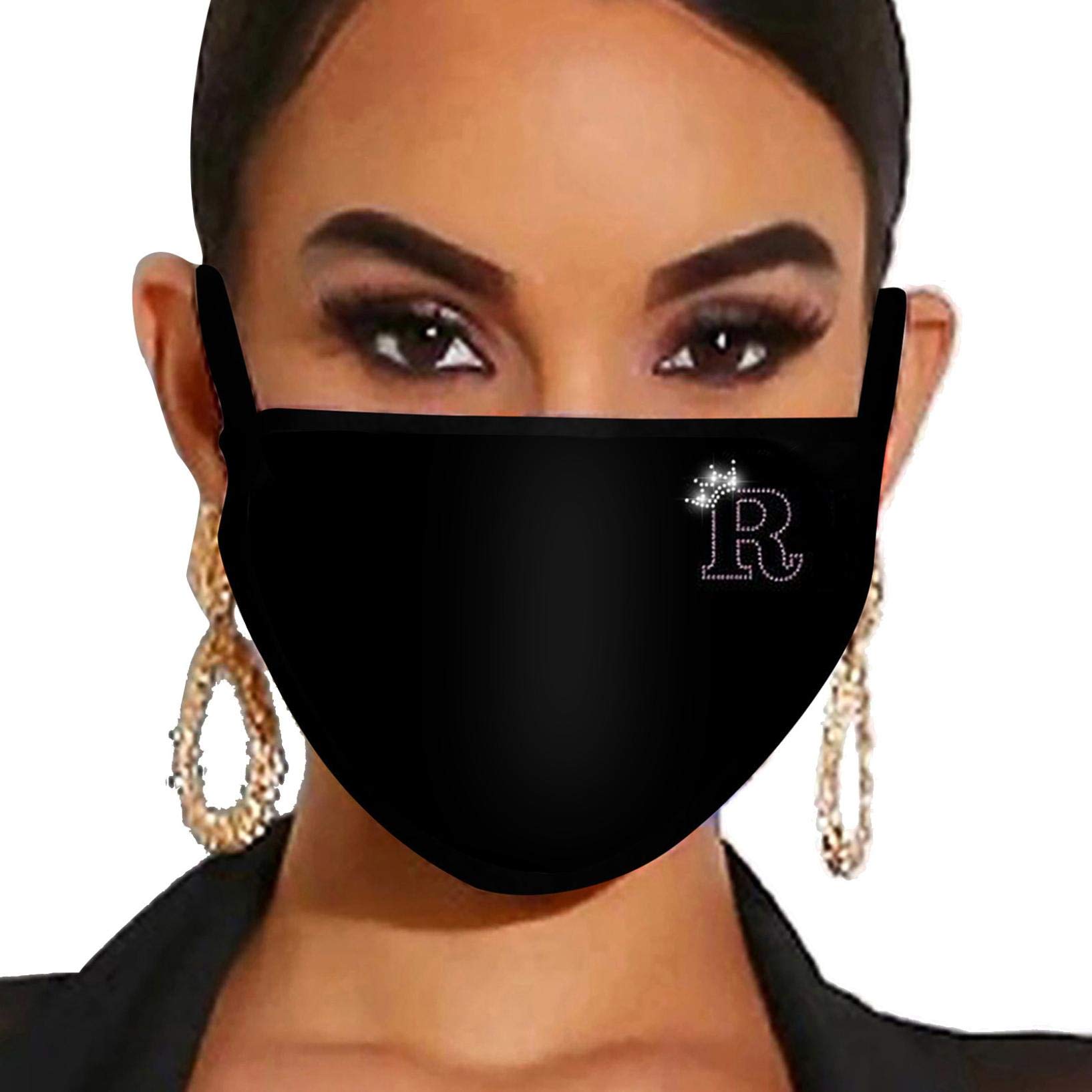 Shiny Rhinestone Letter Face Mask - Washable & Reusable for Women | Party & Special Occasions