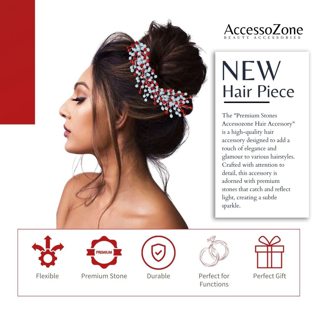 Premium Beads & Crystal Hair Accessories for Girls & Women - Elegant Juda Bun, Updo Hairstyle Headpieces for Wedding, Party & Special Occasions | Perfect for Bridal, Prom, Formal Events & Everyday Glam