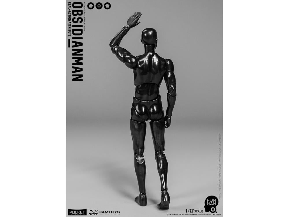Damtoys 1/12 Pocket Elite Obsidian Man Scale Body Action Figure - Highly Articulated Collectible Toy for Display & Photography - Perfect for Collectors, Cosplay & Diorama Scenes