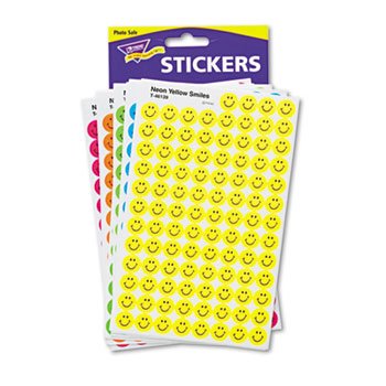 Trend SuperSpots and SuperShapes Sticker Variety Packs - 2,500 Neon Smile Stickers for Kids Crafts, Scrapbooking, Party Decorations & School Projects