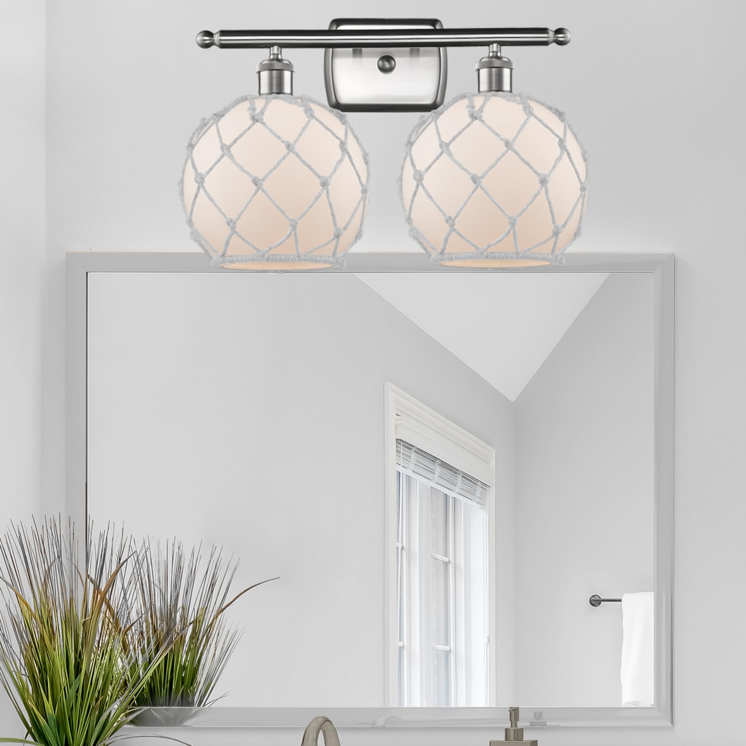Farmhouse Rope 2-Light Bath Vanity Light - Ballston Collection by Innovations Lighting - Rustic Oil Rubbed Bronze Finish - Perfect for Bathroom, Powder Room, or Farmhouse Decor