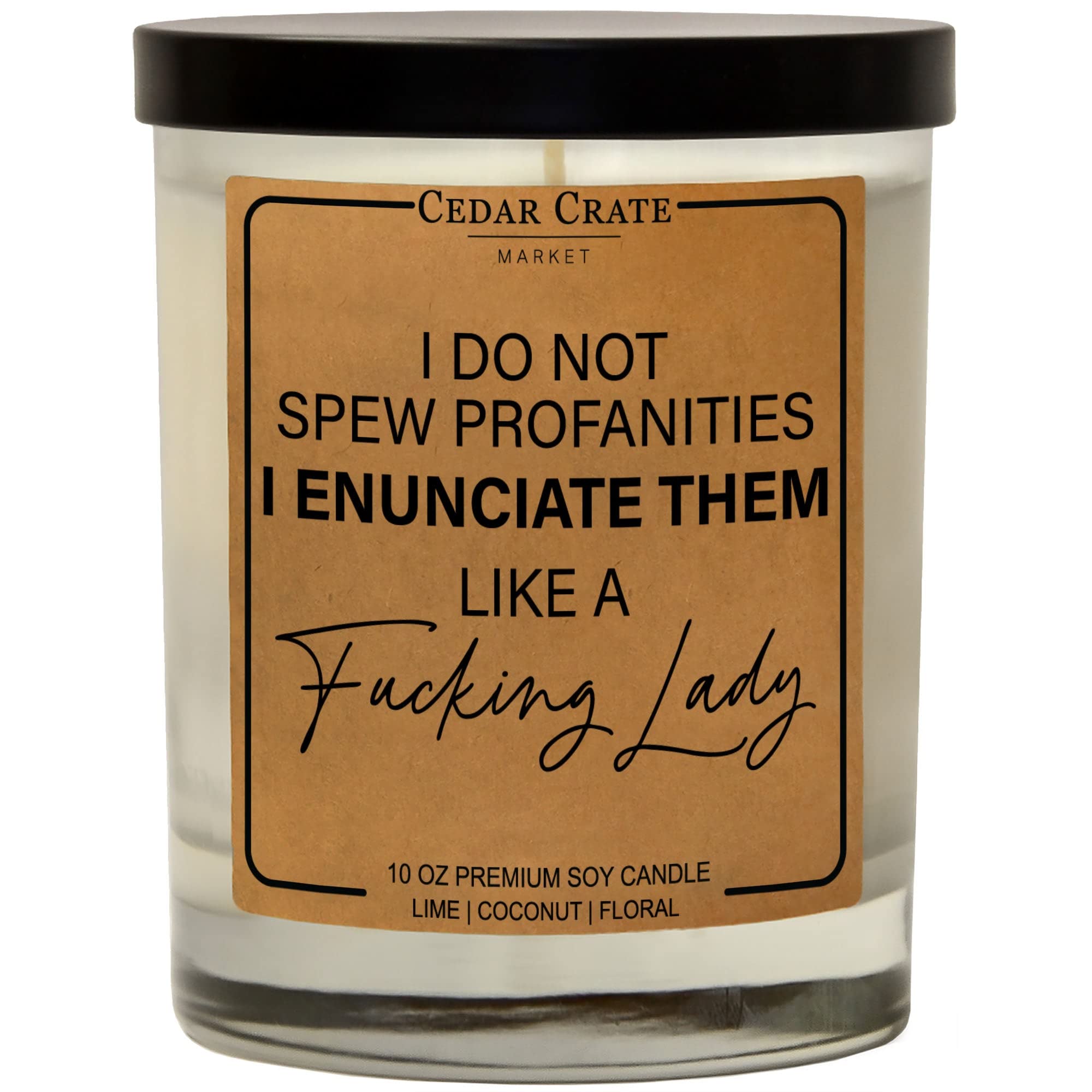 Funny Scented Soy Candle Gift - 'I Do Not Spew Profanities' Luxury 10oz Jar Candle for Women | Best Friend Birthday Present, Friendship Gifts | Perfect for Home Decor, Relaxation & Stress Relief