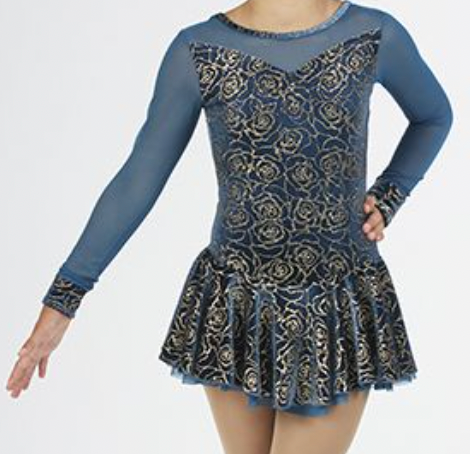 Mondor Women's Rose Gold Figure Skating Dress - Elegant Performance Costume for Ice Skating Competitions & Shows